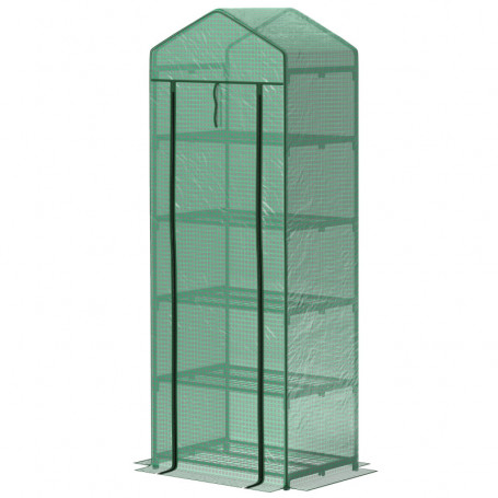 Växthus med 5 Hyllor 69 x 49 x 193 cm Transparent - Grön