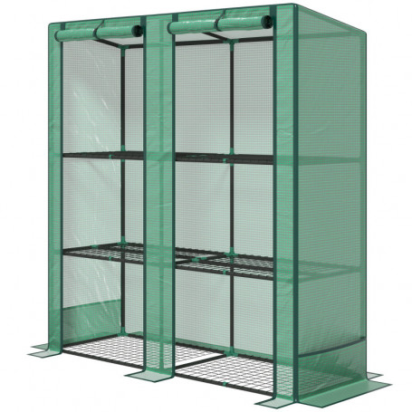 Miniväxthus med 3 Hyllor bärbar, rulldörr, 144 x 48 x 152 cm, Grön