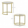 Satsbord 2st Marmor Stil / Soffbord Set Ø50 x 50,5H cm, guld