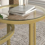 Satsbord 2st Marmor Stil / Soffbord Set Ø50 x 50,5H cm, guld