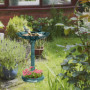 Antikt Fågelbad med Fågel Statyer 49,5 x 38 x 81 cm, Mörkgrön