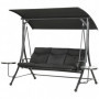 Hammock Gunga 3-sits med Soltak, Sidobord 278 x 135 x 177 cm, svart