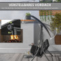 Hammock Gunga 3-sits med Soltak, Sidobord 278 x 135 x 177 cm, svart