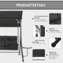 Hammock Gunga 3-sits med Soltak, Sidobord 278 x 135 x 177 cm, svart