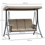Hammock Gunga 3-sits med Soltak 196 x 128 x 172 cm, brun
