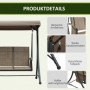 Hammock Gunga 3-sits med Soltak 196 x 128 x 172 cm, brun