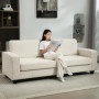 Soffa 3-sits med Manchester Överdrag Fjäderkärna 227 x 84 x 87 cm, Krämvit