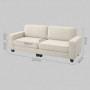 Soffa 3-sits med Manchester Överdrag Fjäderkärna 227 x 84 x 87 cm, Krämvit