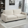 Soffa 3-sits med Manchester Överdrag Fjäderkärna 227 x 84 x 87 cm, Krämvit