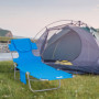 Solstol med Ansiktsöppning, sidoficka, tyg, metall, blå