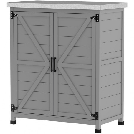 Trädgårdsskåp med Bänkskiva - Redskapsbod 79 x 43 x 92 cm, Grå