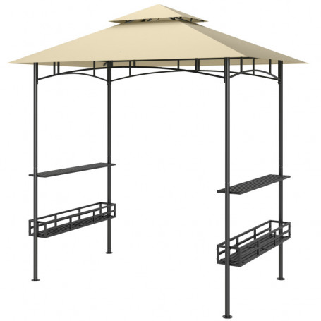 BBQ Tält / Grill Paviljong med Hyllor Flamskyddad Beige 240 x 150 x 257 cm