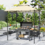 BBQ Tält / Grill Paviljong med Hyllor Flamskyddad Beige 240 x 150 x...