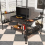BBQ Tält / Grill Paviljong med Hyllor Flamskyddad Beige 240 x 150 x 257 cm