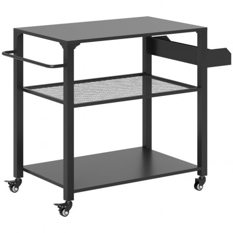 Ute Serveringsvagn 3 Nivåer Metall Svart 105 x 50 x 79 cm