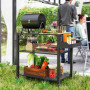Ute Serveringsvagn 3 Nivåer Metall Svart 105 x 50 x 79 cm