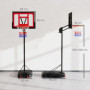 Höjdjusterbar Fristående Basketkorg för Barn 200-260 cm Röd