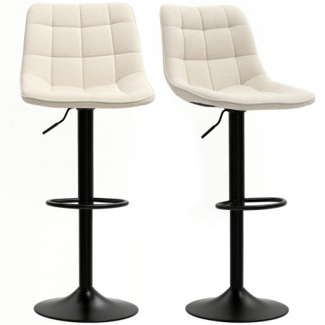Modern Barstol, 2 Pack Höjdjusterbar, med Fotstöd, Stoppad, Beige Chenille