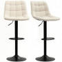 Modern Barstol, 2 Pack Höjdjusterbar, med Fotstöd, Stoppad, Beige Chenille