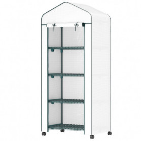 Rullbar Växthus med Hyllor 69 x 50 x 165 cm Vit