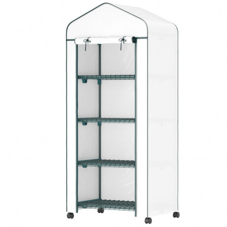 Rullbar Växthus med Hyllor 69 x 50 x 165 cm Vit