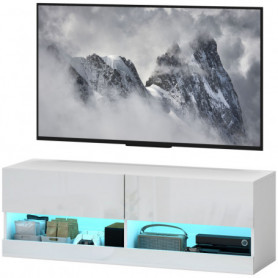 Vägghängd Tv-bänk med LED-belysning 120 x 35 x 40,5 cm, Vit