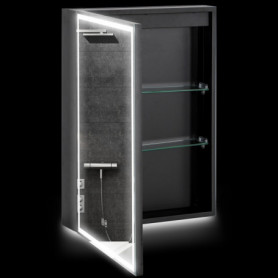 Spegelskåp - Vägg Badrumsskåp med LED, 50 x 70 cm, dimbar, anti-dim...