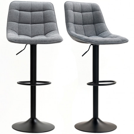 Modern Barstol, 2 Pack Höjdjusterbar, med Fotstöd, Stoppad, Mörkgrå Chenille