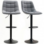 Modern Barstol, 2 Pack Höjdjusterbar, med Fotstöd, Stoppad, Mörkgrå Chenille