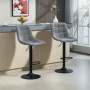 Modern Barstol, 2 Pack Höjdjusterbar, med Fotstöd, Stoppad, Mörkgrå Chenille