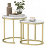 Satsbord 2st Marmor Stil / Soffbord Set Ø50 x 50,5H cm