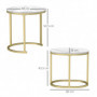 Satsbord 2st Marmor Stil / Soffbord Set Ø50 x 50,5H cm