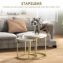 Satsbord 2st Marmor Stil / Soffbord Set Ø50 x 50,5H cm