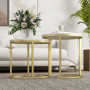 Satsbord 2st Marmor Stil / Soffbord Set Ø50 x 50,5H cm