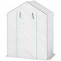 Mini Växthus med Hyllor Roll-up Dörr 143 x 74 x 190 cm, Vit