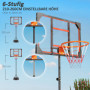 Höjdjusterbar Fristående Basketkorg för Barn 210-260 cm Röd
