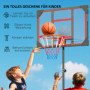 Höjdjusterbar Fristående Basketkorg för Barn 210-260 cm Röd