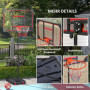 Höjdjusterbar Fristående Basketkorg för Barn 210-260 cm Röd