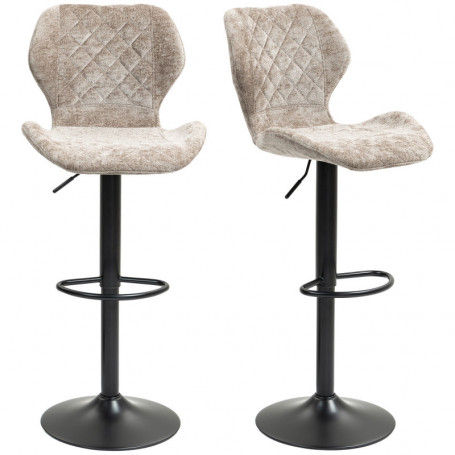 Barstolar 2-pack Chenille Brun Höjdjusterbara med Ryggstöd Fotstöd