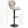 Barstolar 2-pack Chenille Brun Höjdjusterbara med Ryggstöd Fotstöd