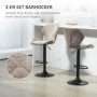 Barstolar 2-pack Chenille Brun Höjdjusterbara med Ryggstöd Fotstöd