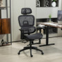 Ergonomisk Kontorsstol Mesh med Optimalt svankstöd, Fotstöd - Svart