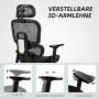 Ergonomisk Kontorsstol Mesh med Optimalt svankstöd, Fotstöd - Svart