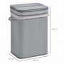 Tvättkorg 70 L i Bambu Vikbar Grå 40 x 30 x 60 cm