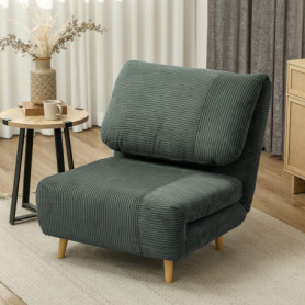 2-i-1 Bäddsoffa Fåtölj Manchester Grön 193 x 82 cm