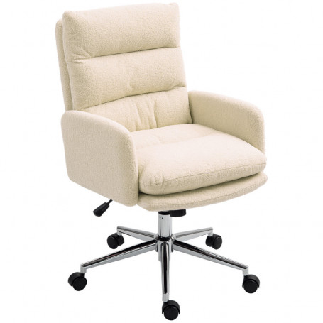 Ergonomisk Kontorsstol med Lutningsfunktion Teddy Fleece Krämvit
