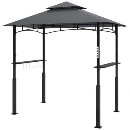 Grill Paviljong med Hyllor Flamskyddad 243 x 148 x 248 cm, Grå