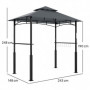 Grill Paviljong med Hyllor Flamskyddad 243 x 148 x 248 cm, Grå