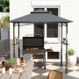 Grill Paviljong med Hyllor Flamskyddad 243 x 148 x 248 cm, Grå