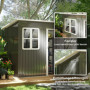 Redskapsbod med Fönster Låsbar dörr 221 x 133 x 190 cm, Grå